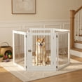 thumbnail image 3 of Pefilos 144" Folding Pet Gate with 4pcs Support, Wood 6-Panel Dog Gate for Stairs, Freestanding Pet Playpen Puppy Safety Fence, White, 3 of 8
