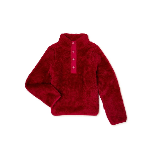 Wonder Nation Girls’ Faux Sherpa Pullover Jacket, Sizes 4-18 & Plus ...