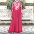 thumbnail image 2 of Luxalzxs Fashion Women Muslim Dress Islamic Lace Stitching Long Sleeve Maxi Dress, 2 of 5