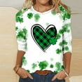 thumbnail image 2 of ZyeKqe St. Patrick's Day Shirt Women 3/4 Sleeves Blouses Cute Graphic Print Shirts Tees Crewneck Pullover Tops, 2 of 3
