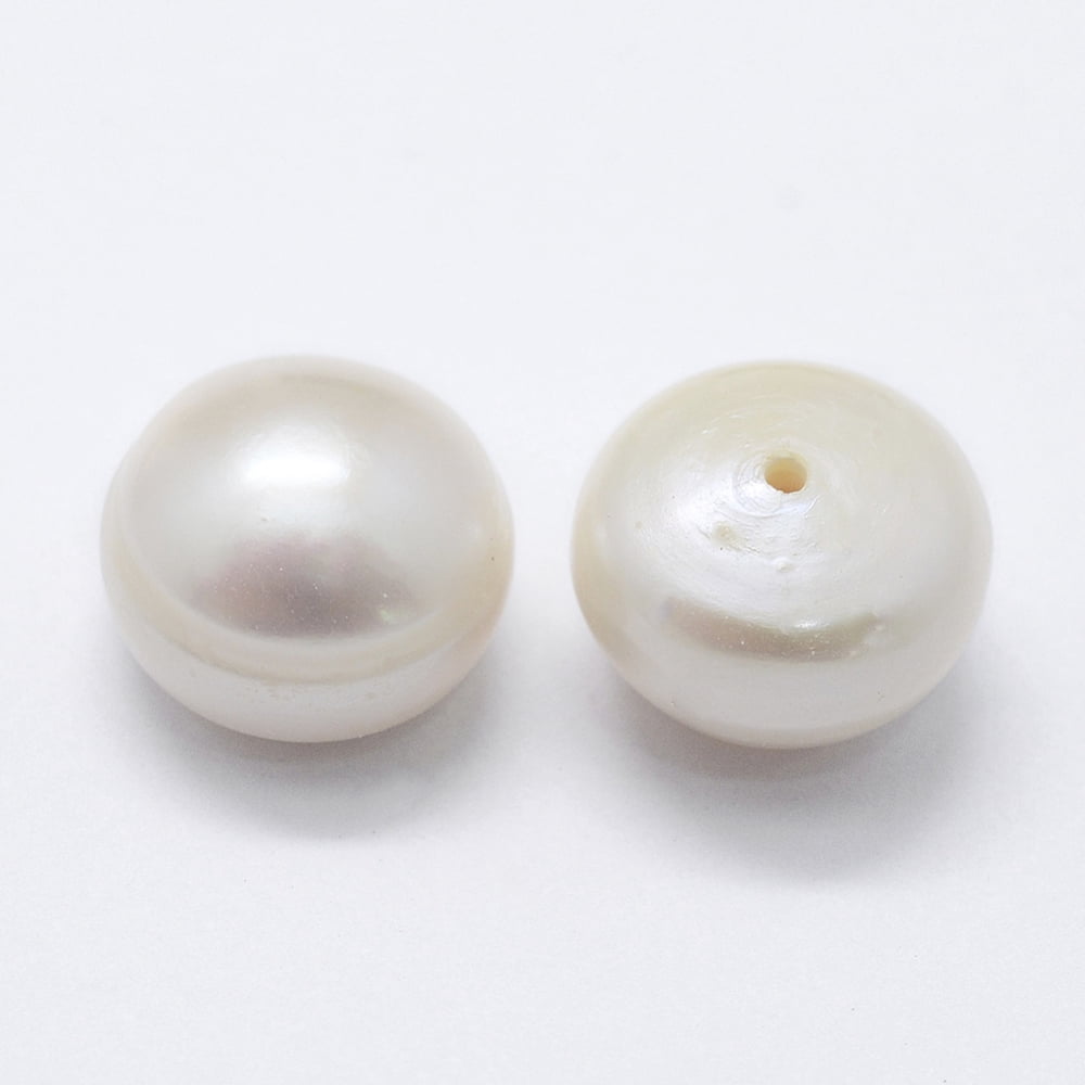 16pairs Natural Cultured Freshwater Pearl Beads Grade 3A Half Drilled Rondelle Floral White 11~12x8mm Hole: 0.8mm about 32pcs/board