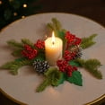 thumbnail image 6 of Christmas Candlestick Wreath with Golden Berries - Pine Cones, Pine Branches & Greenery Wreath, Festive Candle Centerpiece for Christmas Dining Table, Mantel & Festive Household Decor, 6 of 6