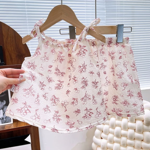 Placlothes Girls 2-Piece Skirt and Cute Tops Outfit Set for Summer Fall in Pink Cotton Size 1 T Perfect for Birthday Little Girls and Big Girls