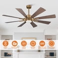thumbnail image 4 of Parrot Uncle 60 Inch LED Ceiling Fan with Light and Remote, Gold, Quiet for Bedrooms, 4 of 13