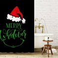 thumbnail image 3 of Christmas Shower Curtain, Green Merry Xmas Bath Bathroom Curtains, Winter Red Santa Hat Merry Whatever Holiday Decors, 72x72 Fabric Waterproof Home Shower Curtain Set with 12 Hooks, 3 of 6