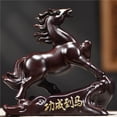 thumbnail image 2 of Ebony solid wood carved horse figurine, one of the twelve zodiac horse figurines, for home living room or study feng shui decoration., 2 of 4
