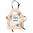 thumbnail image 1 of Inhale Exhale Apron, Grunge Paintbrush Sports and Message Soft Pattern, Unisex Kitchen Bib with Adjustable Neck for Cooking Gardening, Adult Size, Pale Peach Grey White, by Ambesonne, 1 of 4