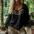 thumbnail image 2 of Women Boho Floral Shirts V Neck Long Sleeve Button Down Casual Loose Top, 2 of 4
