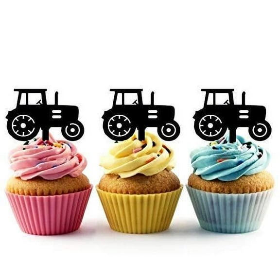 Whimsical Practicality's Farm Tractor Silhouette Acrylic Cupcake Toppers 12 pcs