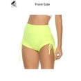 thumbnail image 4 of PULLIMORE Women High Waist Yoga Shorts Textured Butt Lifting Summer Hot Pants For Beach Sport Gym (L, Fluorescent Yellow), 4 of 10