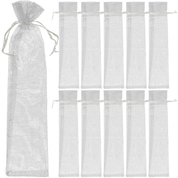 Masteelf 20 Pcs Organza Fan Bags Christmas Wrapping Small Gift Silver