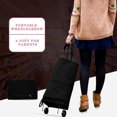 thumbnail image 2 of 2-in-1 Foldable Shopping Cart, Large Capacity Shopping Bag with Wheels, Rolling Grocery Cart Tote Bag, Lightweight Waterproof Trolley for Travel Camping, Black, 2 of 7
