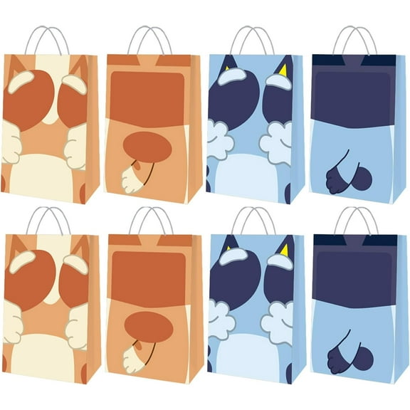 YAHAFEPY Blue Dog Birthday Party Favor Bags 16 Pack,Cartoon Gift Bags Candy Bags for Kids Birthday Party Supplies Decorations