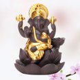 thumbnail image 3 of EeaseMX Quemador de incienso de cerámica con reflujo de Buda Ganesha, figura hecha a mano, estatua de dios elefante, soporte de incienso dorado para el hogar, 3 of 7