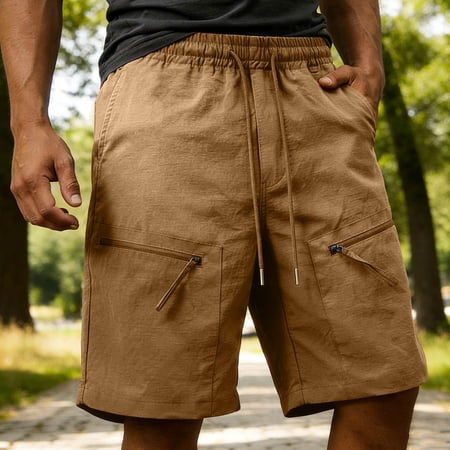 Xdegoge Hiking Cargo Shorts for Men Lightweight Quick Dry Outdoor Shorts with Zipper Pockets Elastic Waist Athletic Summer Active Wear for Fishing Travel Golf