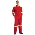 thumbnail image 2 of Jowowha Men's Work Coveralls One Piece Reflective Mechanics Overalls Workwear with Multi Pockets Red XL, 2 of 7