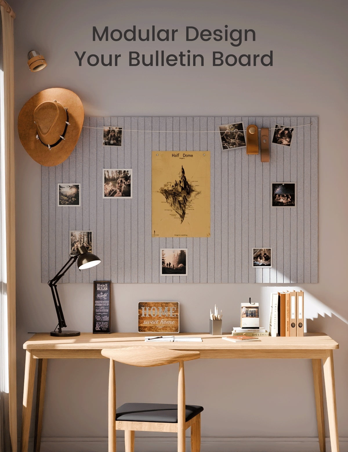 Fluxynara Large Felt Bulletin Board 36"x24" Cork Board Alternative - 6 Pack with 40 Safe Removable Adhesive Tabs, Cork Boards for Walls Felt Board for Home Office Classroom Pin Board-Soft Gray