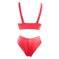 thumbnail image 4 of Vividxx Women's Bikini Sets Solid V Neck Knot Front Push Up High Leg Thong Two Piece Swimsuit Summer Comfortable For Beach Vacation 2026, 4 of 5