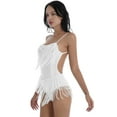 thumbnail image 4 of iEFiEL Womens Rhinestone Tassels Latin Dance Dress Tango Fringed Leotard Dress White M, 4 of 7