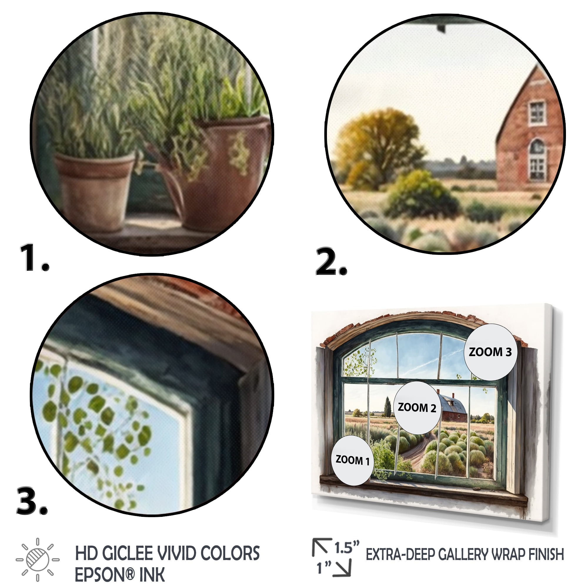 Designart Window View Of Barn Canvas Wall Art