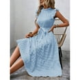 thumbnail image 4 of Levmjia Casual Dresses For Women Summer Round Neck Short Sleeve Solid Lightweight Polyester Comfortable Flowy Mid Calf Length Party Vacation Work Wear Multiple Colors Available, 4 of 5