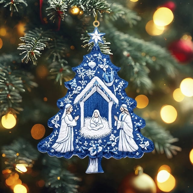 UsRHHA Christmas Transparent Printing Pendant Nativity Scene for Tree Decor, Commemorative Ornament, Holiday Decor