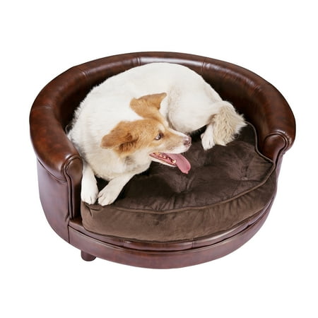 Chesterfield Faux Leather Large Dog Bed Designer Pet Sofa By Villacera