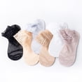thumbnail image 6 of Lolita Women Invisible Lace Socks Thin Ladies Lace Boat Socks Hollow Non-slip Shallow Transparent Socks Women, 6 of 7
