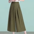 thumbnail image 5 of Sngxgn Woman Pants Women Casual Solid Pants Drawstring Elastic Waist Long Wide Leg Pants(Green,XXL), 5 of 5