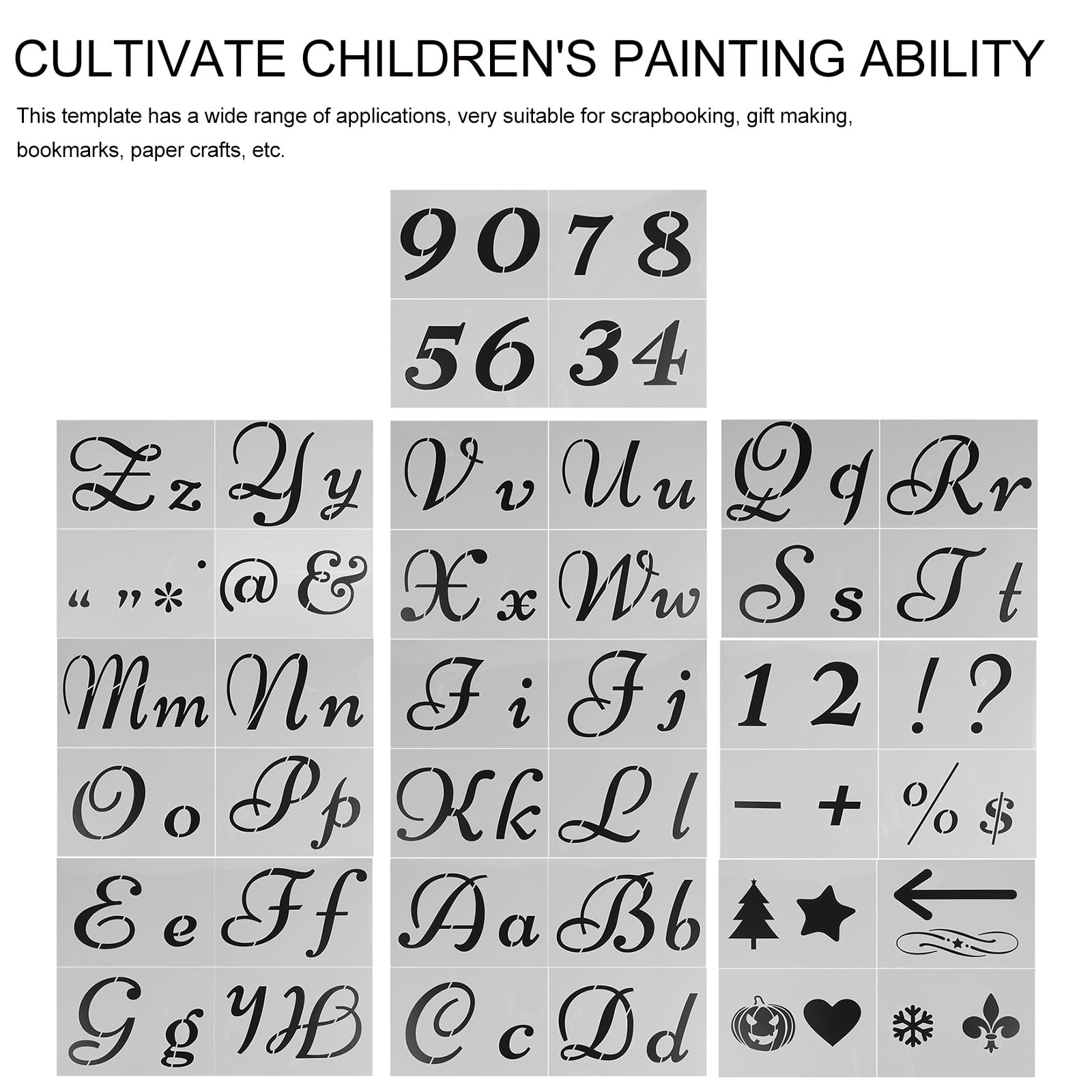 2 Pack Alphabet Painting Template Paper Stencil Child White