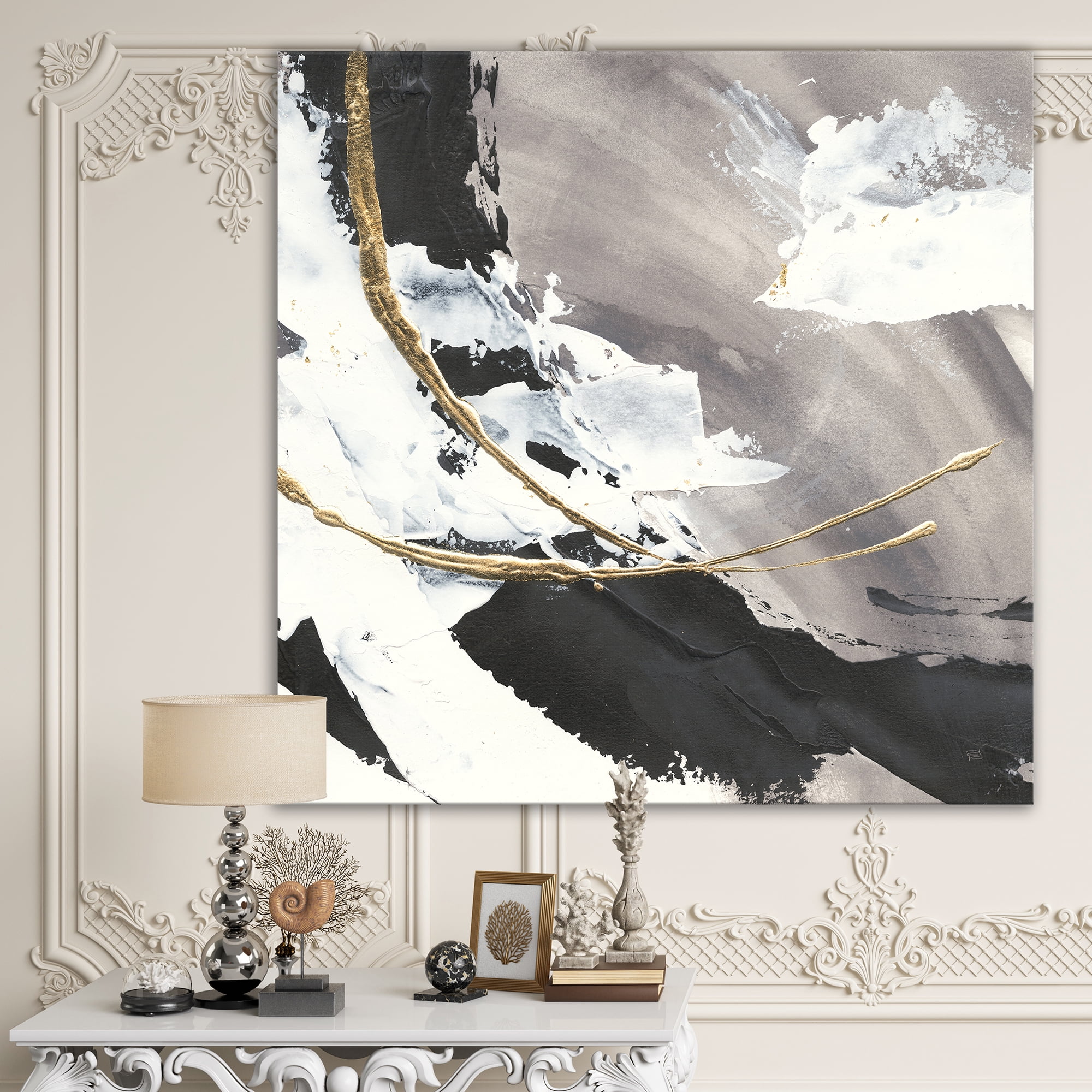 Designart 'Glam Painted Arcs II' Transitional Canvas Artwork