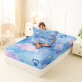 thumbnail image 4 of Manfei Cute Kitten Paw Twin Fitted Sheet, Dreamy Cloud Galaxy Bedding, Blue Purple, 2 Pieces, 1 Fitted Sheet and 1 Pillowcase, 4 of 6