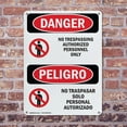 thumbnail image 4 of (2 Pack) No Trespassing Authorized Only Bilingual OSHA Danger Sign 7 Inch X 10 Inch Indoor / Outdoor Rust-Free Aluminum Metal Signs for Workplace, Workshop, and Construction Site, Made, 4 of 8