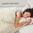 thumbnail image 4 of Regal Living Luxury Reversible Textured Stripe Faux Fur & Velvet Twin Throw, Taupe, 66" x 90", 4 of 8