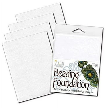 The Beadsmith Beading Foundation – 4.25 x 5.5 inches – White Fabric – 4 Sheets – Made in The USA – Stiff & Durable Material Used for Bead & Stitch Embroidery, cabochon Beading and Sewing