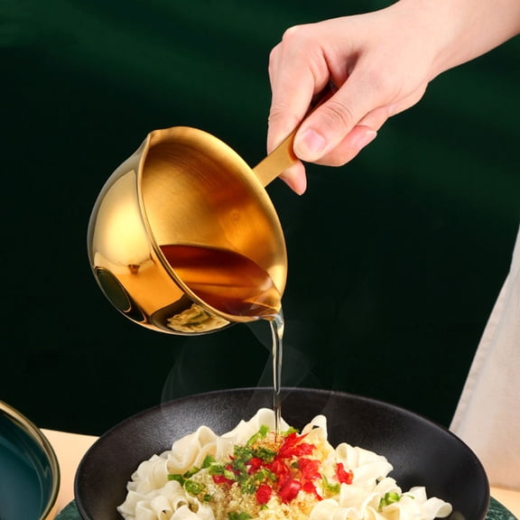 FENGGUIQU  Mini Saucepan Golden 304 Stainless Steel Multipurpose Small Boiling Pot 1Pack