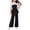 Black, variant on HBGVBA Girls 2 Piece Outfit Short Sleeve Colorblock Top with Wide Leg Pants Casual Set for 4-13 Years