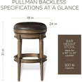 thumbnail image 2 of Maven Lane Pullman 31 Inch Tall Bar Height Upholstered Backless Barstool in Walnut Finish with Marksman Saddle Vegan Leather Cushion Seat, Set of 3, 2 of 6