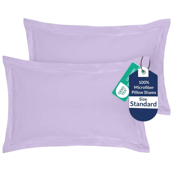 Royale Linens Pillow Shams 2 Pack Standard Size 20x26 Inch - 1800 Microfiber - Bed Pillow Shams, Wrinkle Resistant Super Soft and Cozy - Back Overlap Closure - Oxford Pillowcase (Standard, Lavender)