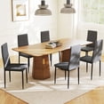 thumbnail image 2 of HOMCOM Chaises de Salle à Manger, Ensemble de 6, Chaise d'Appoint Rembourrée en Tissu de Lin, Dossier, 2 of 10