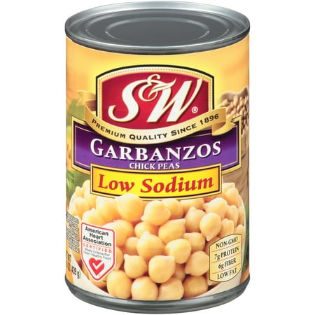 (6 Pack) S&WÃÂ® 50% Less Sodium Garbanzo Beans 15.5 oz. (Best Way To Cook Garbanzo Beans)