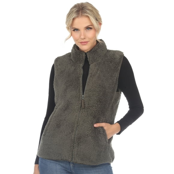 White Mark Women's Zip Up Sherpa Vest