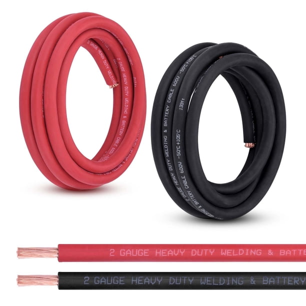 Cable de soldadura Shirbly Cable de batería calibre 2 de 10 pies rojo + 10 pies negro