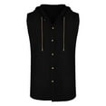 thumbnail image 2 of Mens Casual Button Down Shirts Summer Solid Color Hooded Sleeveless Hawaii Tops Outwear, 2 of 8