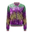 thumbnail image 5 of Jacket for Women Fall Zip Up Sequin Baseball Fashion Long Sleeve Zipper Party Festival Bomber 2025 Fall Coat, 5 of 9