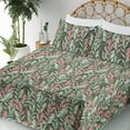 thumbnail image 3 of Ambesonne Jungle Leaves Fitted & Flat Sheet with Sham 3 Pcs Set, Tropical Forest Leaf, Twin XL, Pastel Pink Mint Green, 3 of 5