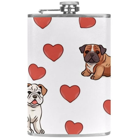 

josid Dog Pattern 3.6x6in Stainless Steel Small Flask Leak-Proof Stainless Steel Construction Wrapped in Premium Two-Layer Leather Nano-Printed Design 227ml Capacity
