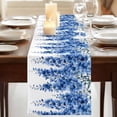 thumbnail image 3 of Blue Eucalyptus Leaves 90 Inch Table Runner, Spring Botanical Summer Farmhouse Dresser Scarf Cotton & Linen Tablerunner for Dining/Kitchen Island/Holiday Party Décor 13" x 90", 3 of 9
