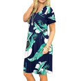 thumbnail image 3 of gakvbuo Summer Savings Clearance Summer Dresses For Women 2022 Plus Size Dress Short Sleeve Pleated Swing Dress With Pockets Casual Loose Knee Length Dresses, 3 of 5