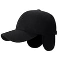 thumbnail image 2 of Men's Winter Baseball Hat Long Brim Solid Color Windproof with Ear Flaps, 2 of 5